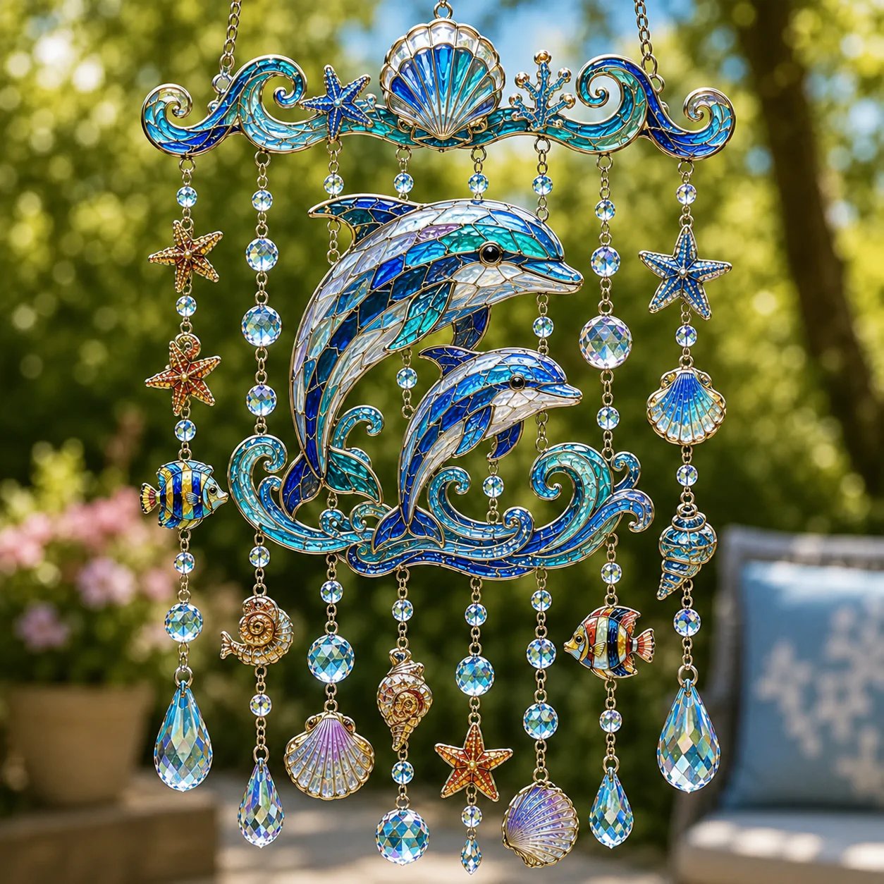 π Ocean-Themed Crystal Wind Chime β Bring the Ocean Glow to Your Garden