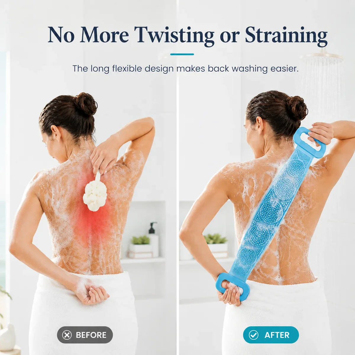 💦Summer Limited-Time 50% OFF 🛁Double-Sided Silicone Back Scrubber-Easily exfoliate dead skin