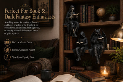 🖤 Gothic Dark Fantasy Shelf Sitter Figure – Mystical Bookish Decor for Bookshelves & Reading Nooks