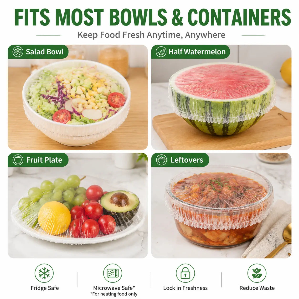100PCS Disposable Stretch Food Covers for Bowls & Plates🛒