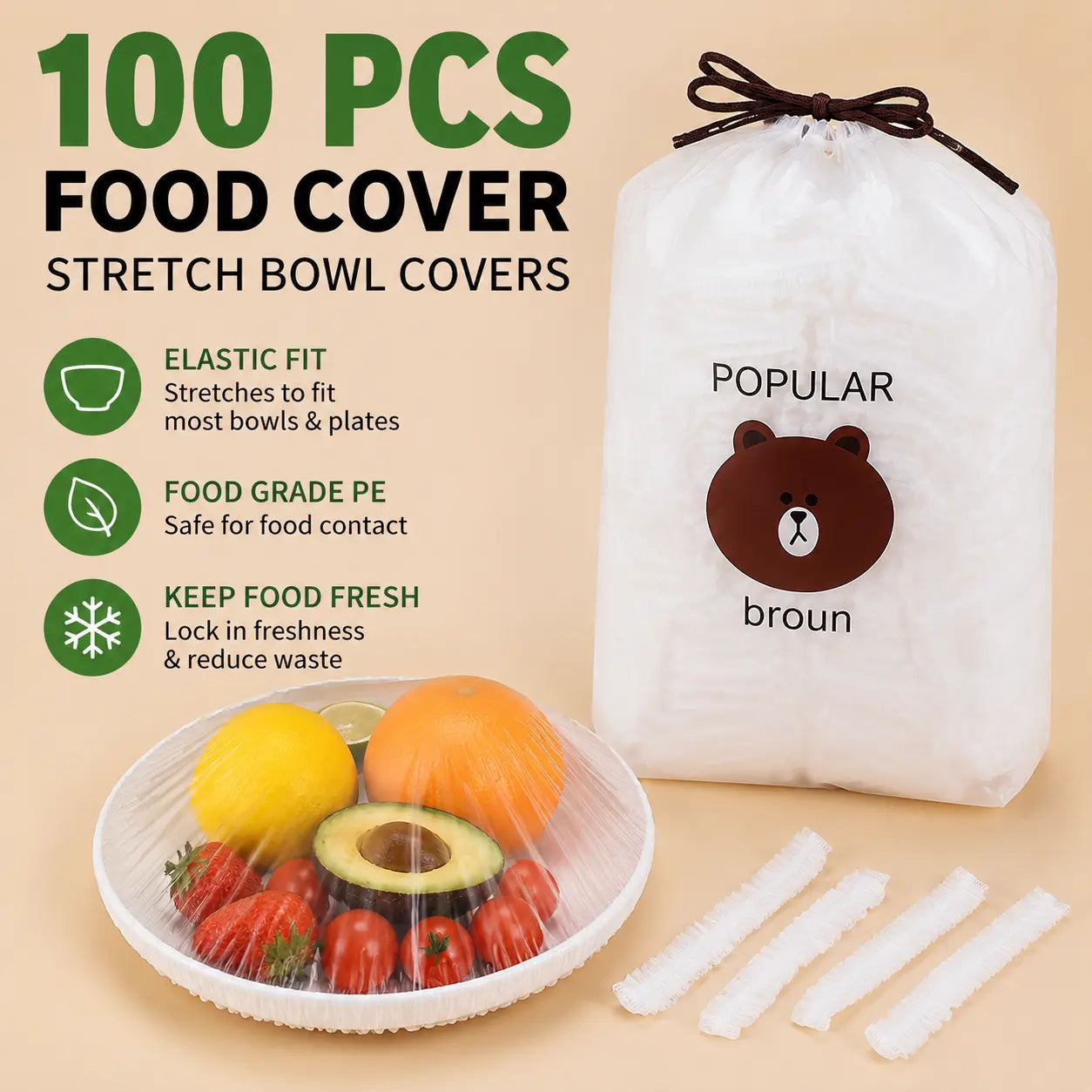 100PCS Disposable Stretch Food Covers for Bowls & Plates🛒