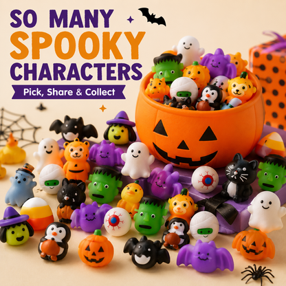 🎃 100PCS Halloween Mochi Squishy Toys – Cute Sensory Party Favors & Goodie Bag Fillers✨
