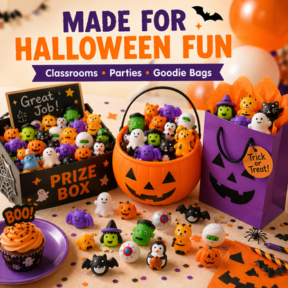 🎃 100PCS Halloween Mochi Squishy Toys – Cute Sensory Party Favors & Goodie Bag Fillers✨