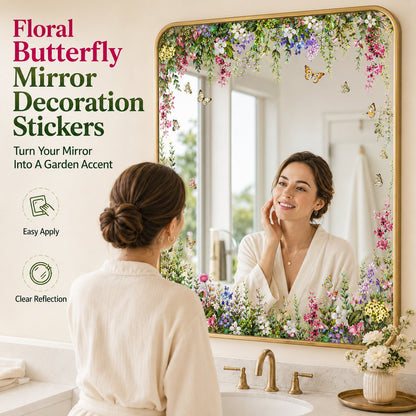 Floral Butterfly Mirror Decoration Stickers