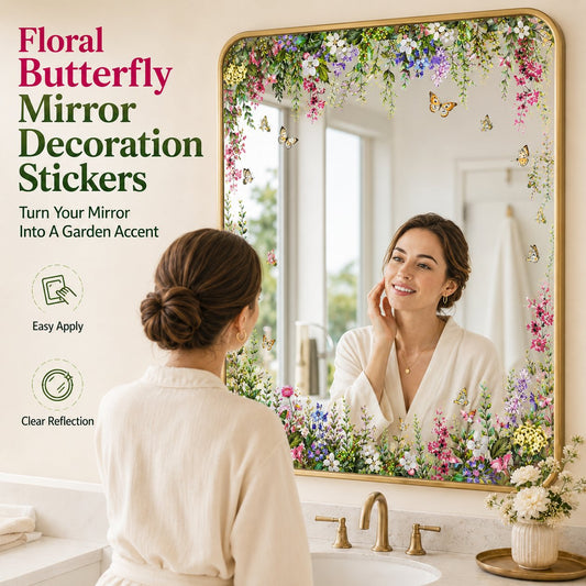 Floral Butterfly Mirror Decoration Stickers