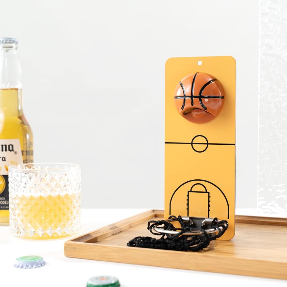 🏀 Wall Mount Basketball Bottle Opener with Caps Net