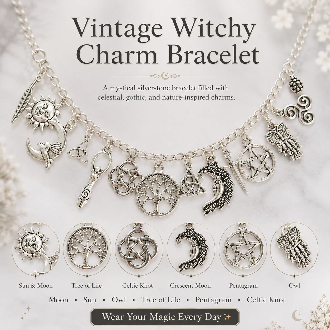 🔥Last Day 49% OFF - 🧙🖤Vintage Witchy Charm Bracelet(✨Buy 2 Free Shipping)