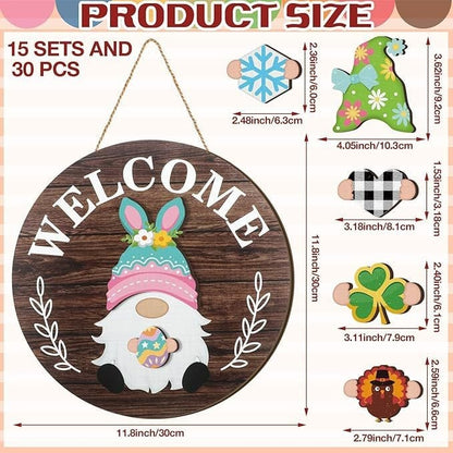 💫1 Sign, 12 Months of Magic: The Ultimate Interchangeable Magnetic Gnome Welcome Sign🚪