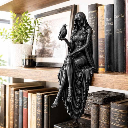 🖤 Gothic Raven Shelf Sitter Statue – A Symbol of Mystery, Wisdom & Dark Elegance