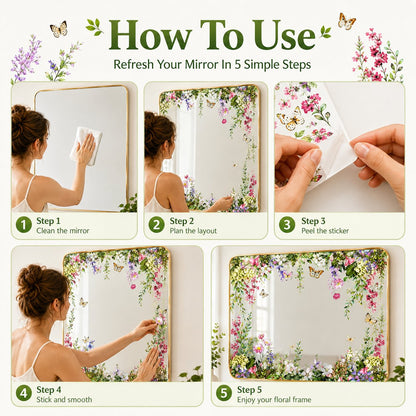 Floral Butterfly Mirror Decoration Stickers