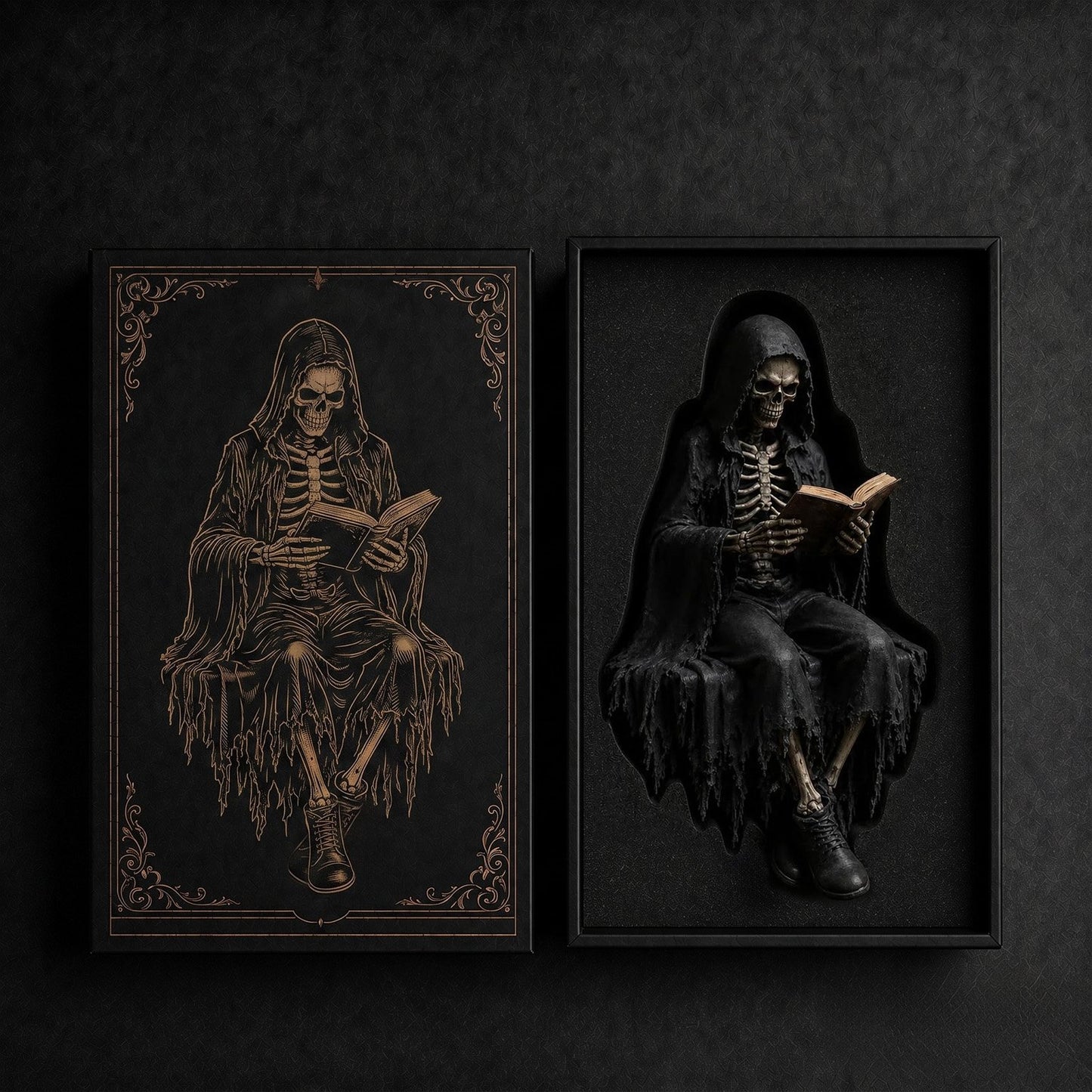 🖤 Gothic Dark Fantasy Shelf Sitter Figure – Mystical Bookish Decor for Bookshelves & Reading Nooks