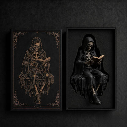🖤 Gothic Dark Fantasy Shelf Sitter Figure – Mystical Bookish Decor for Bookshelves & Reading Nooks
