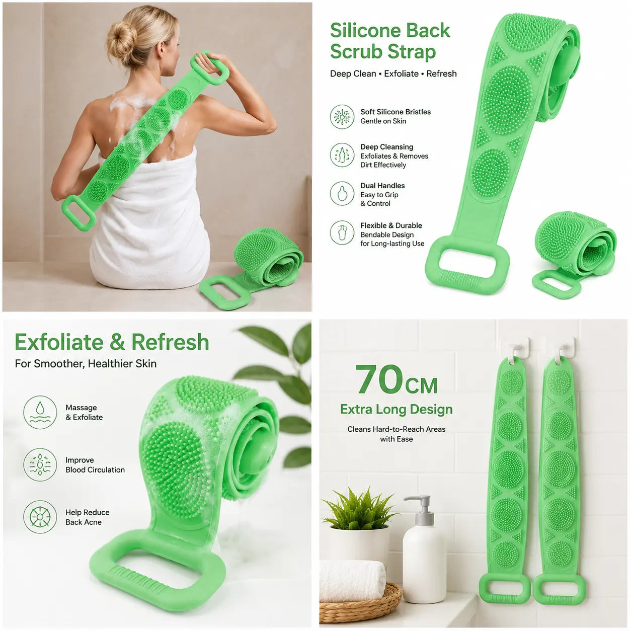 💦Summer Limited-Time 50% OFF 🛁Double-Sided Silicone Back Scrubber-Easily exfoliate dead skin