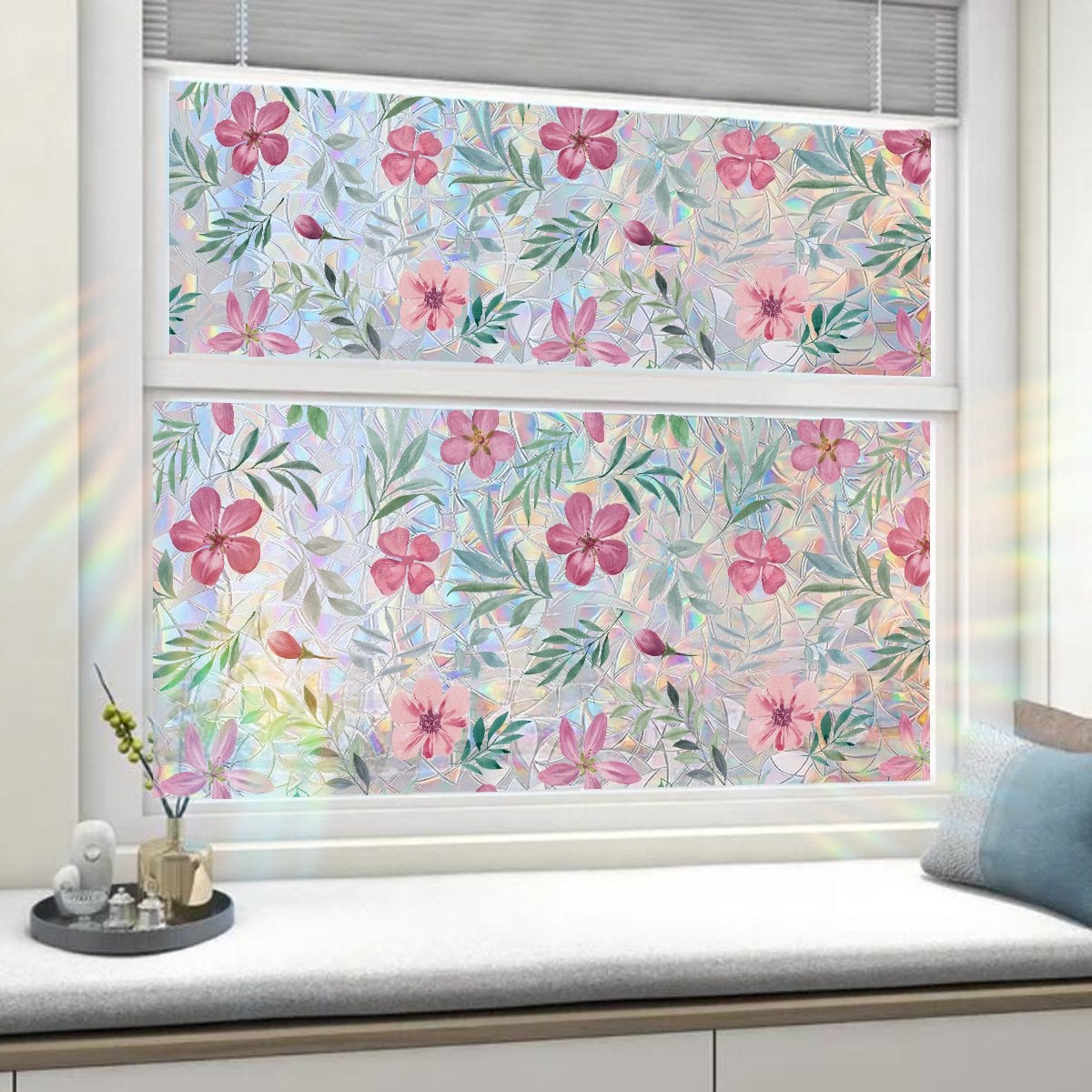 💐Colorful flowers, dazzling sunlight, double-sided visible glass decorative wall stickers