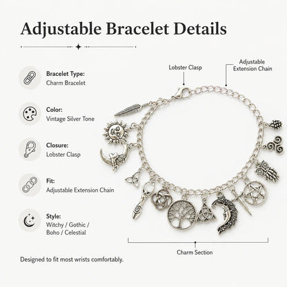 🔥Last Day 49% OFF - 🧙🖤Vintage Witchy Charm Bracelet(✨Buy 2 Free Shipping)