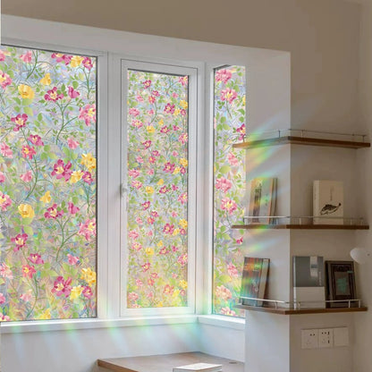 💐Colorful flowers, dazzling sunlight, double-sided visible glass decorative wall stickers