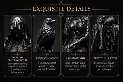 🖤 Gothic Raven Shelf Sitter Statue – A Symbol of Mystery, Wisdom & Dark Elegance